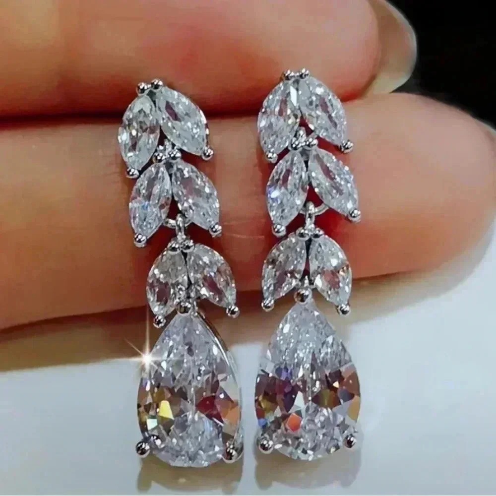 Elegant Silver Crystal Drop Earrings